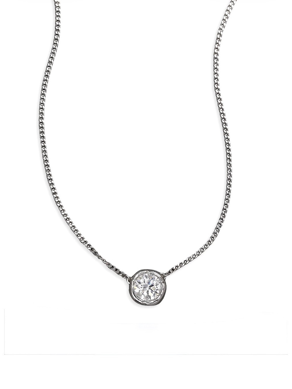 NEW Alexis Bittar Asterales Silver Solitaire C Z Necklace AU14